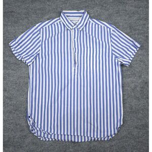 Alex Mill Shirt Men's Small Striped Blue White Short Sleeve Cotton Oxford Collar